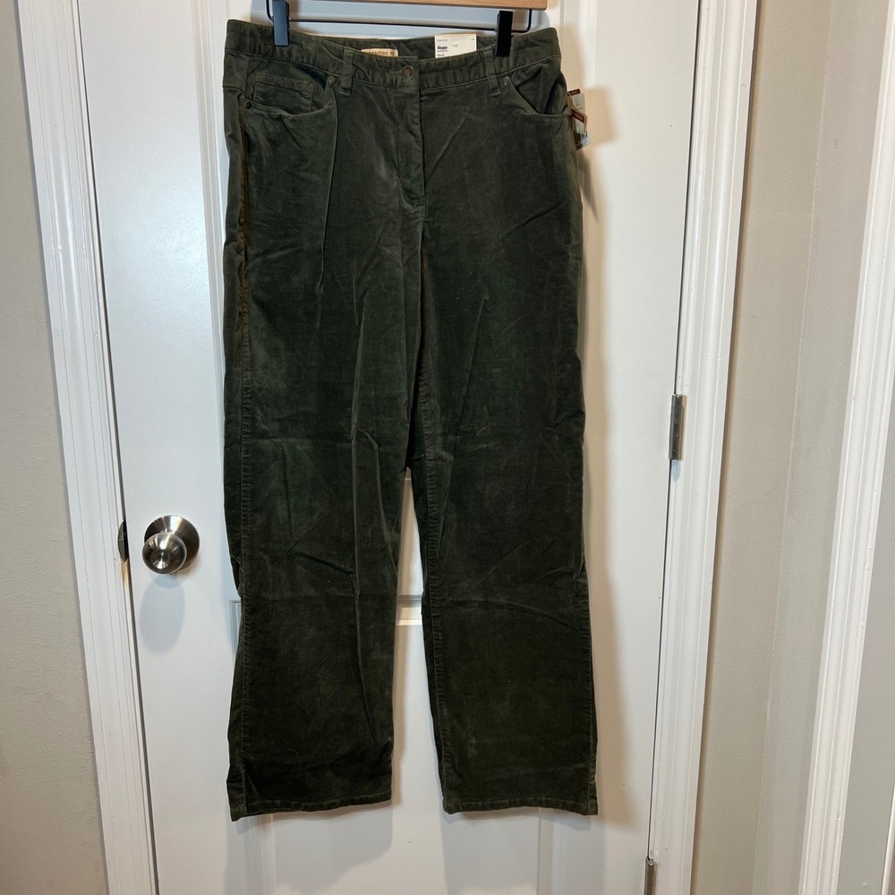 Covington Sport Womens Uncut Cord Jean Slenderizing Fit Camouflage Green 10 NWT